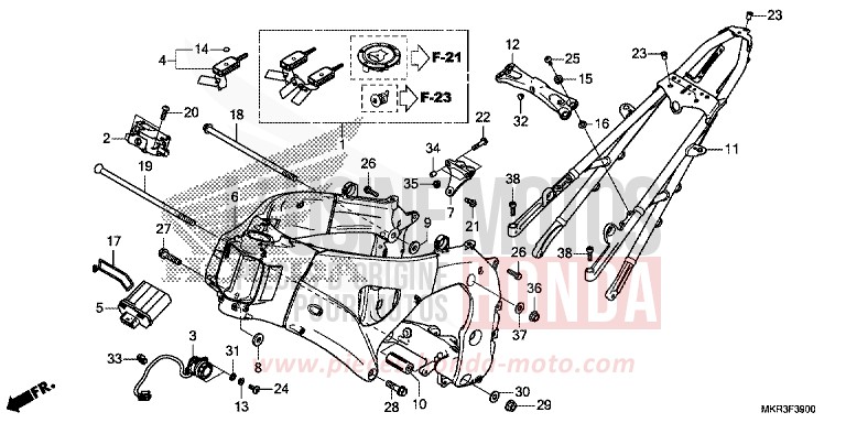 CARROSSERIE DE CHASSIS de CBR1000RR SP SP1 SP2 PEARL GLARE WHITE (NHB53) 2022